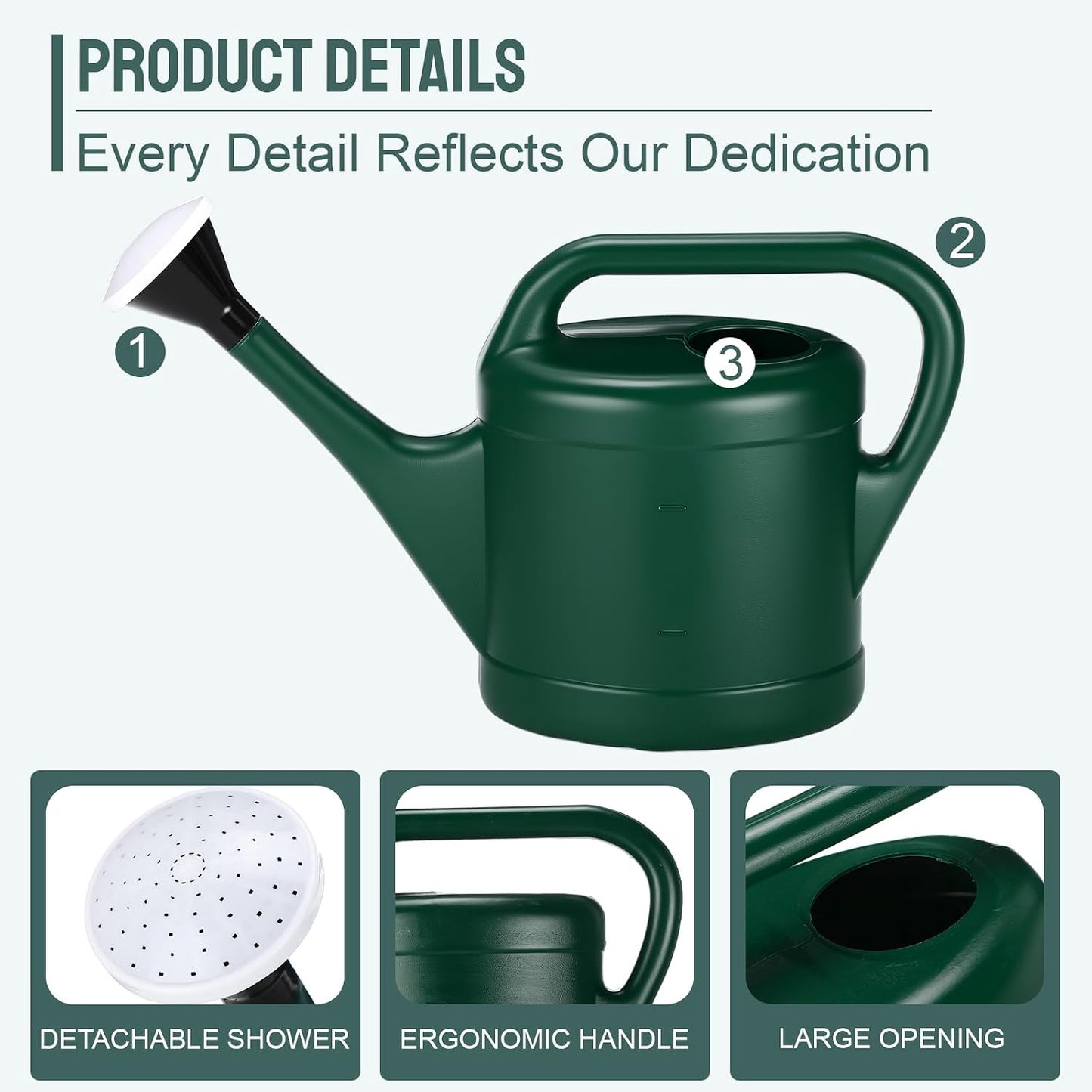 4 Pack 0.8 Gallon Watering Can for Outdoor Plants Garden Water Can with Removable Long Spout Sprinkler Head, Gardening Tool for Horticulture Classes Gift for Plant Lovers (Dark Green)