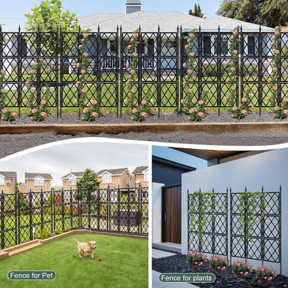 63 Inch Garden Trellis Support Fence Metal Lattice Climbing Frame Black