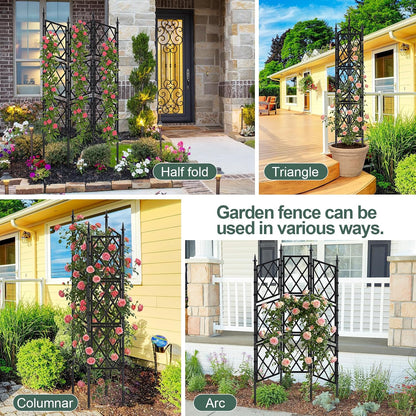 63 Inch Garden Trellis Support Fence Metal Lattice Climbing Frame Black