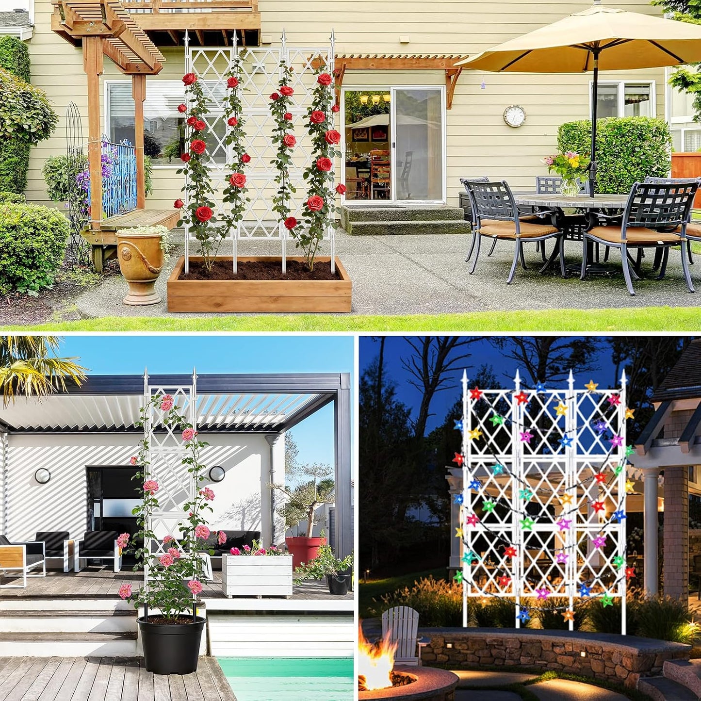 63 Inch Garden Trellis Support Fence Metal Lattice Climbing Frame Black