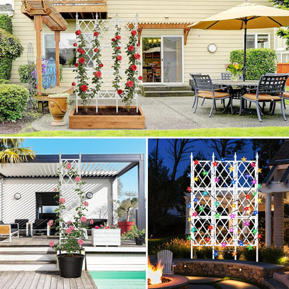 63 Inch Garden Trellis Support Fence Metal Lattice Climbing Frame Black
