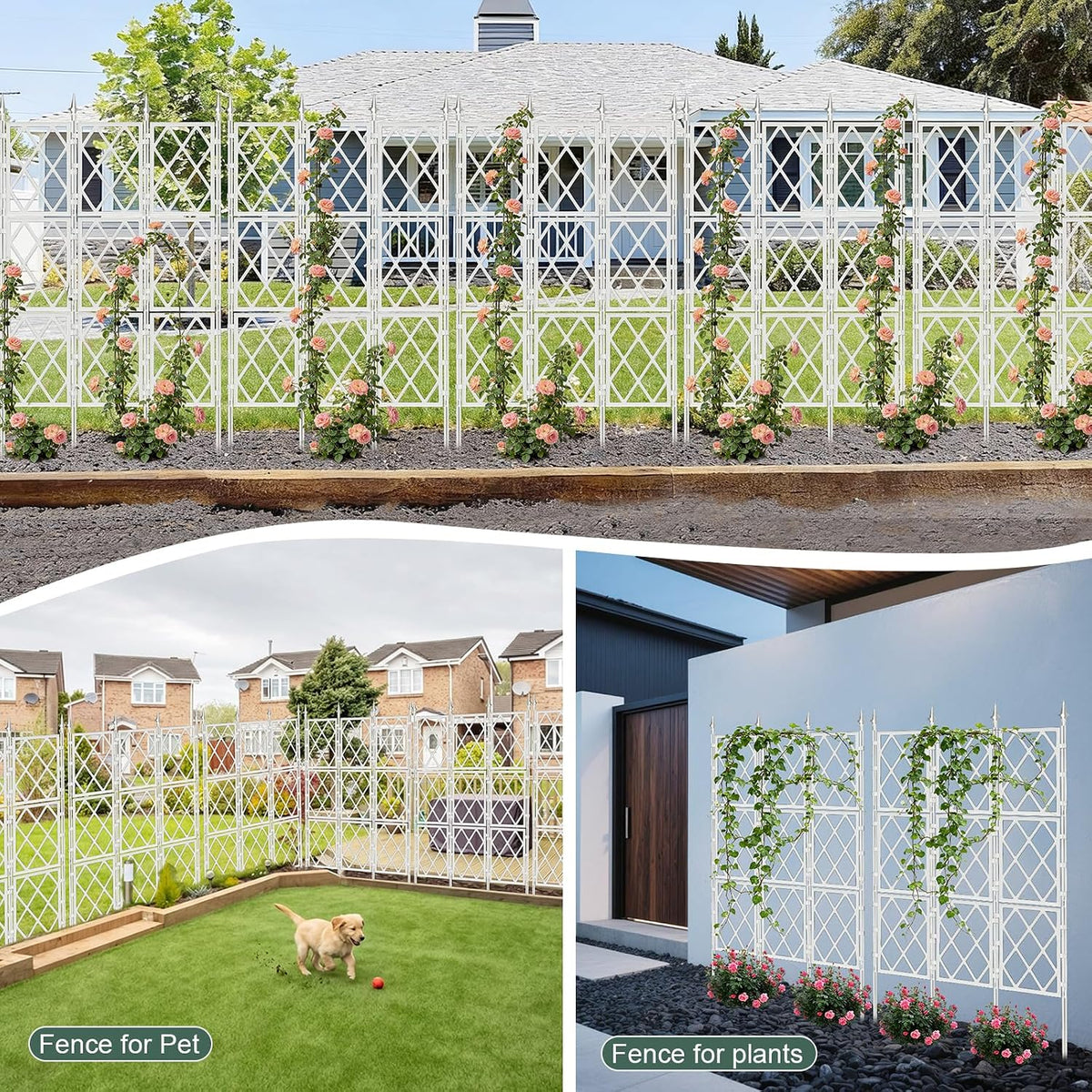 63 Inch Garden Trellis Support Fence Metal Lattice Climbing Frame Black