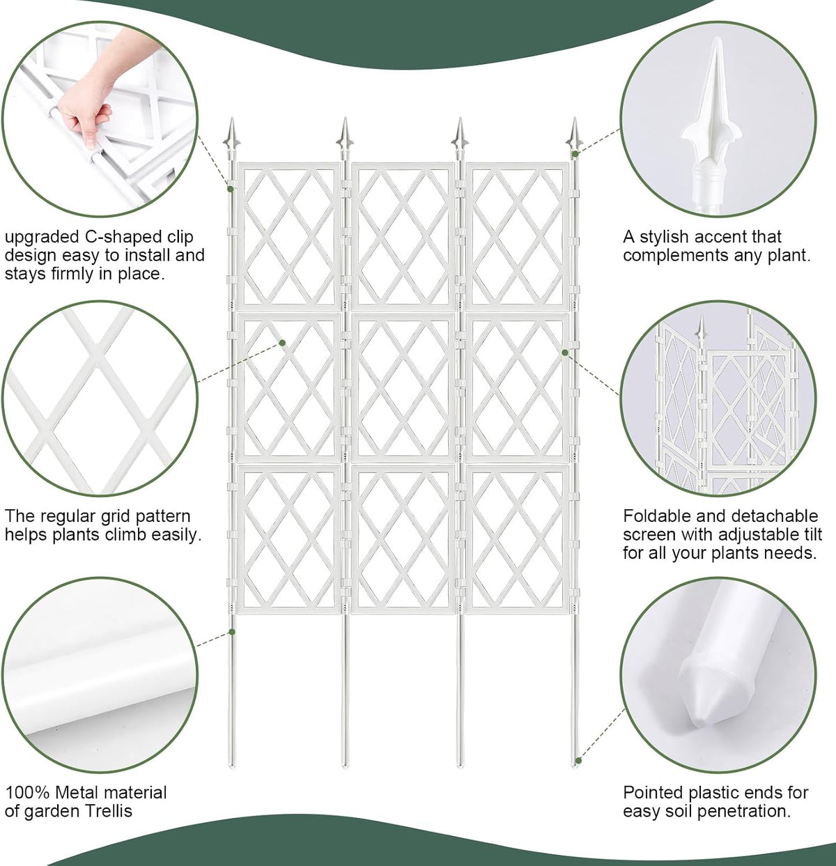 63 Inch Garden Trellis Support Fence Metal Lattice Climbing Frame Black