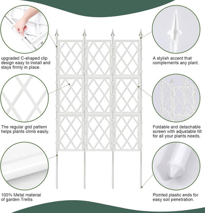 63 Inch Garden Trellis Support Fence Metal Lattice Climbing Frame Black