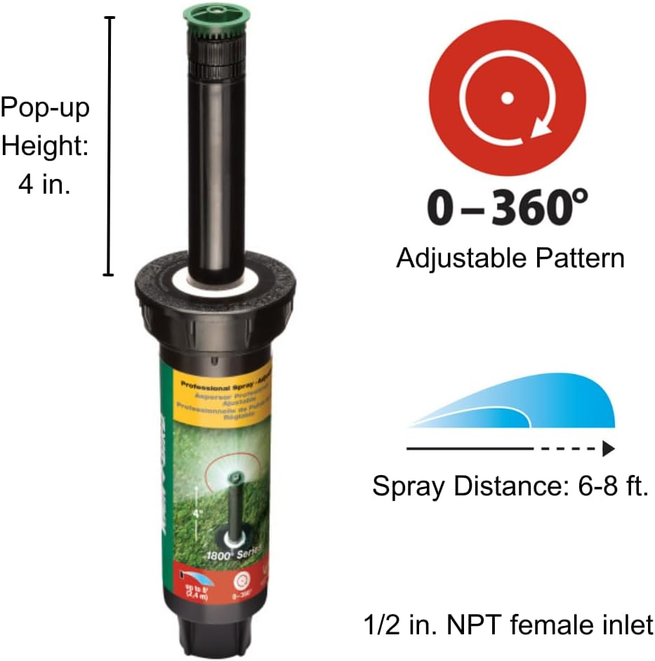 1804VAN Professional Pop-Up Sprinkler, Full Circle, 8-15 Feet, 4"