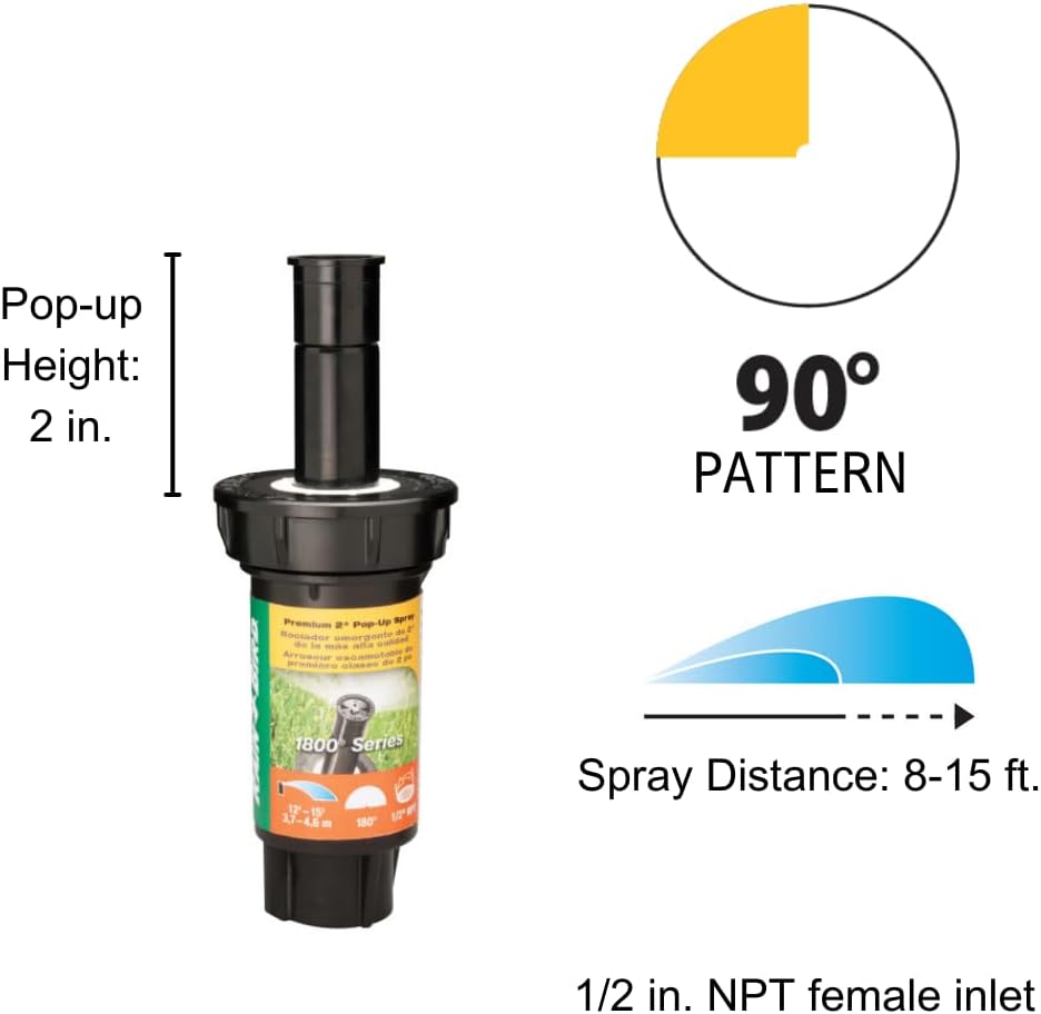 1804VAN Professional Pop-Up Sprinkler, Full Circle, 8-15 Feet, 4"