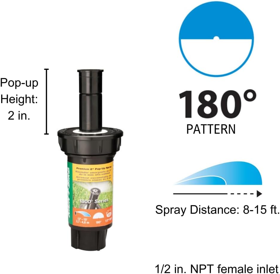 1804VAN Professional Pop-Up Sprinkler, Full Circle, 8-15 Feet, 4"