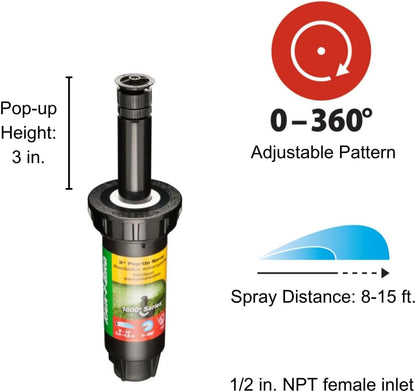 1804VAN Professional Pop-Up Sprinkler, Full Circle, 8-15 Feet, 4"