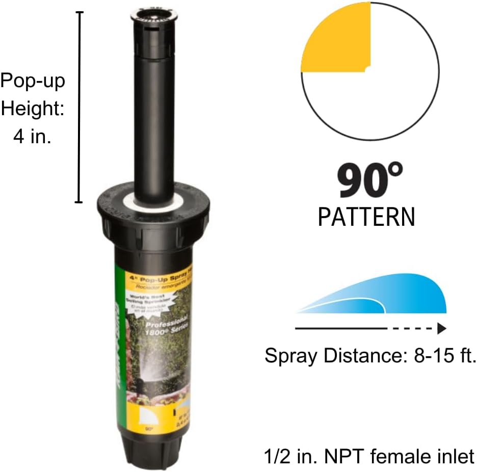 1804VAN Professional Pop-Up Sprinkler, Full Circle, 8-15 Feet, 4"