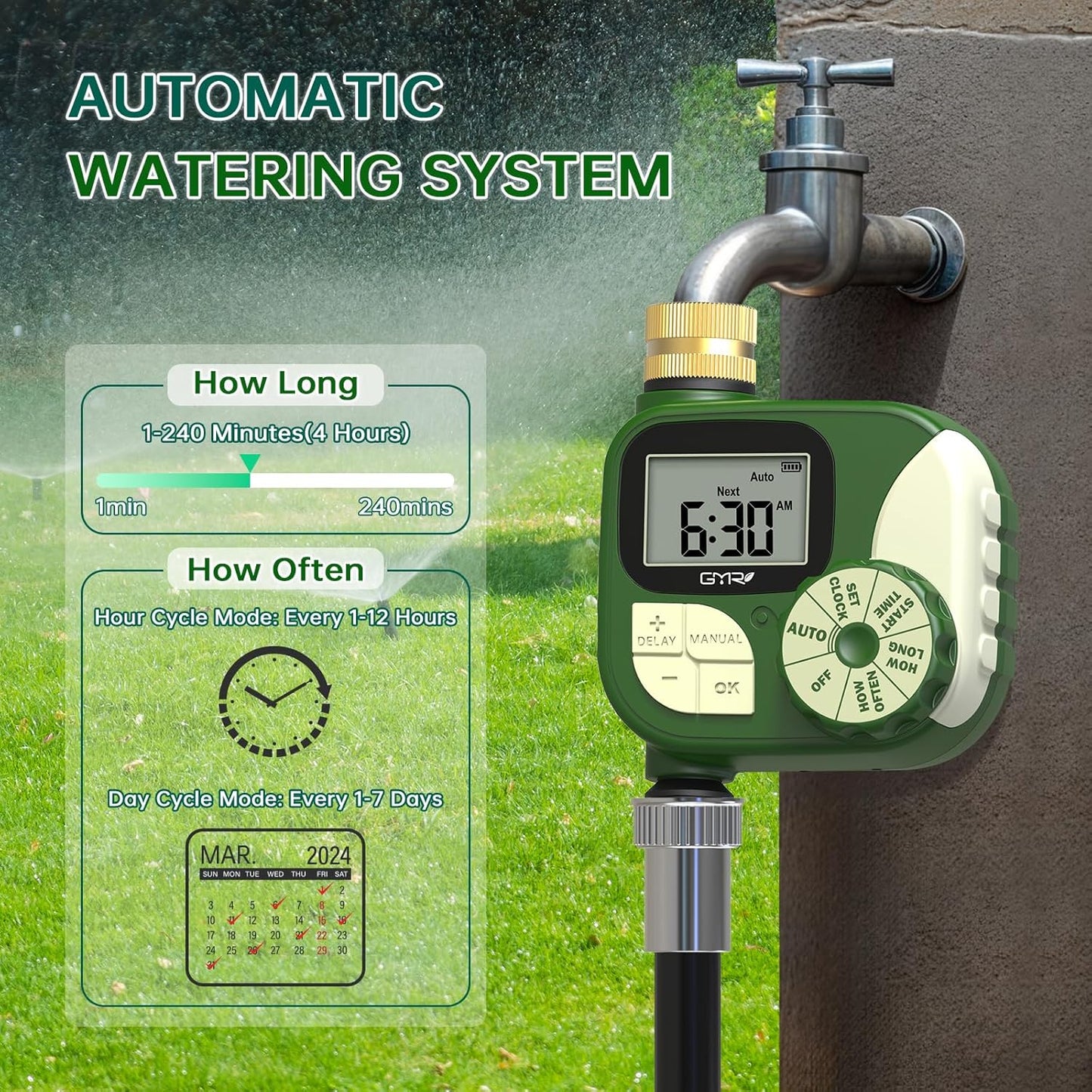 Hose Timer Water Timer for Garden Hose, Irrigation Timers with Brass Swivel
