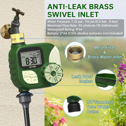 Hose Timer Water Timer for Garden Hose, Irrigation Timers with Brass Swivel
