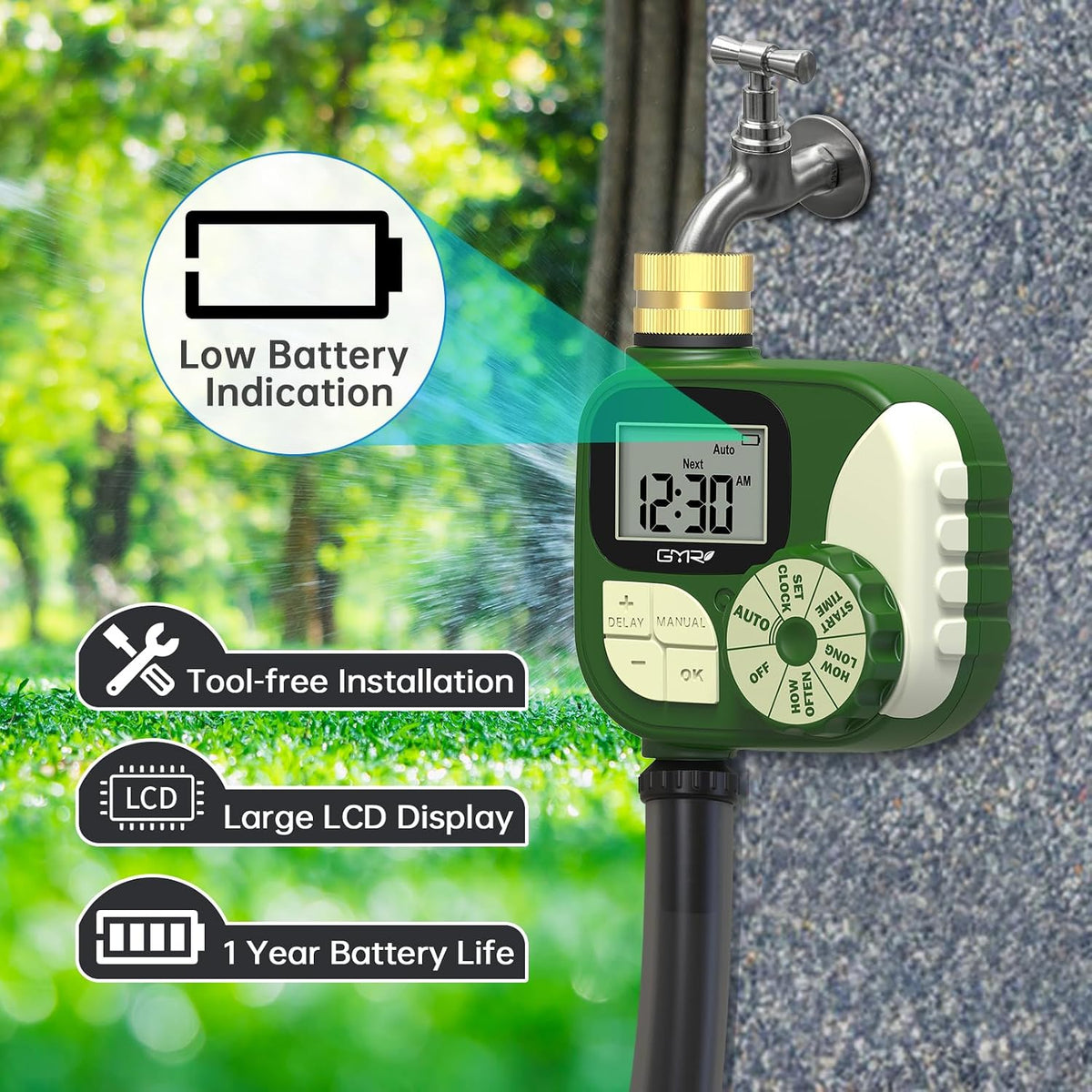 Hose Timer Water Timer for Garden Hose, Irrigation Timers with Brass Swivel