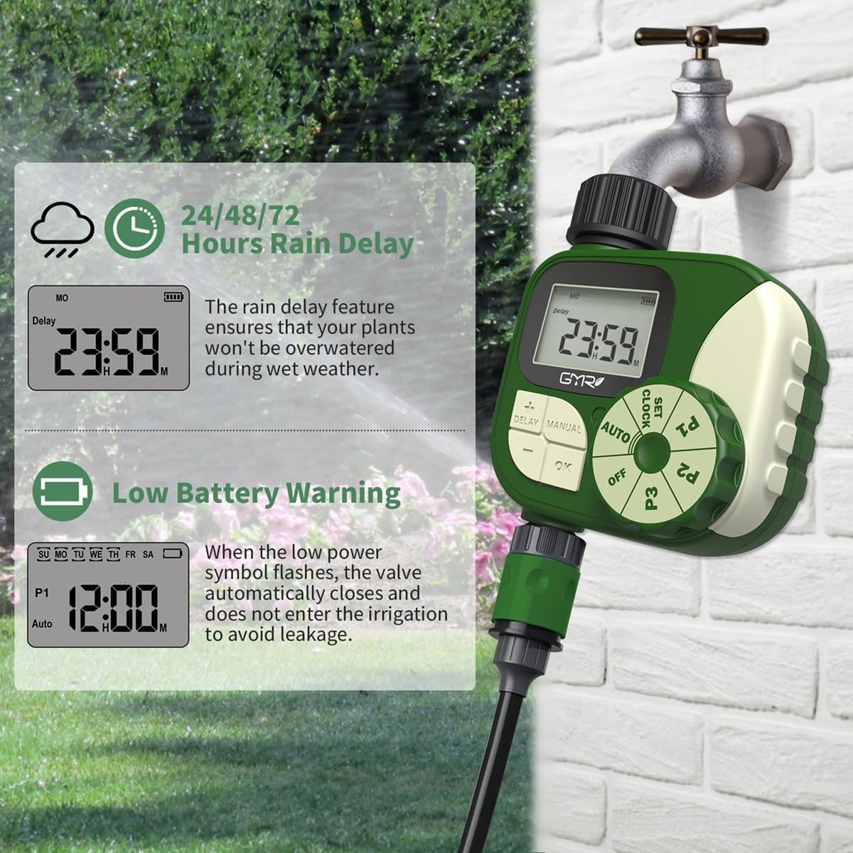Hose Timer Water Timer for Garden Hose, Irrigation Timers with Brass Swivel