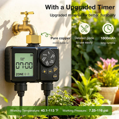 1/4" 100Ft Drip Irrigation System for Garden with 16pcs 360°Adjustable Brass Nozzles & Bendable Rod,Upgraded Watering System Kit for Outdoor Plants,Lawn,Raised Bed,Potted Plant,Yard,Greenhouse