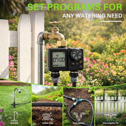 1/4" 100Ft Drip Irrigation System for Garden with 16pcs 360°Adjustable Brass Nozzles & Bendable Rod,Upgraded Watering System Kit for Outdoor Plants,Lawn,Raised Bed,Potted Plant,Yard,Greenhouse