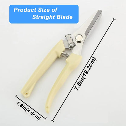 2Pcs Professional Pruning Shears (Include 1 Bypass Pruning Shears and 1 Straight Blade Garden Scissors) Premium Garden Shears for Trimming Flowers, Shaping Plants, Bonsai,hydroponics,herbs