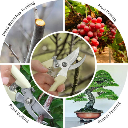 2Pcs Professional Pruning Shears (Include 1 Bypass Pruning Shears and 1 Straight Blade Garden Scissors) Premium Garden Shears for Trimming Flowers, Shaping Plants, Bonsai,hydroponics,herbs
