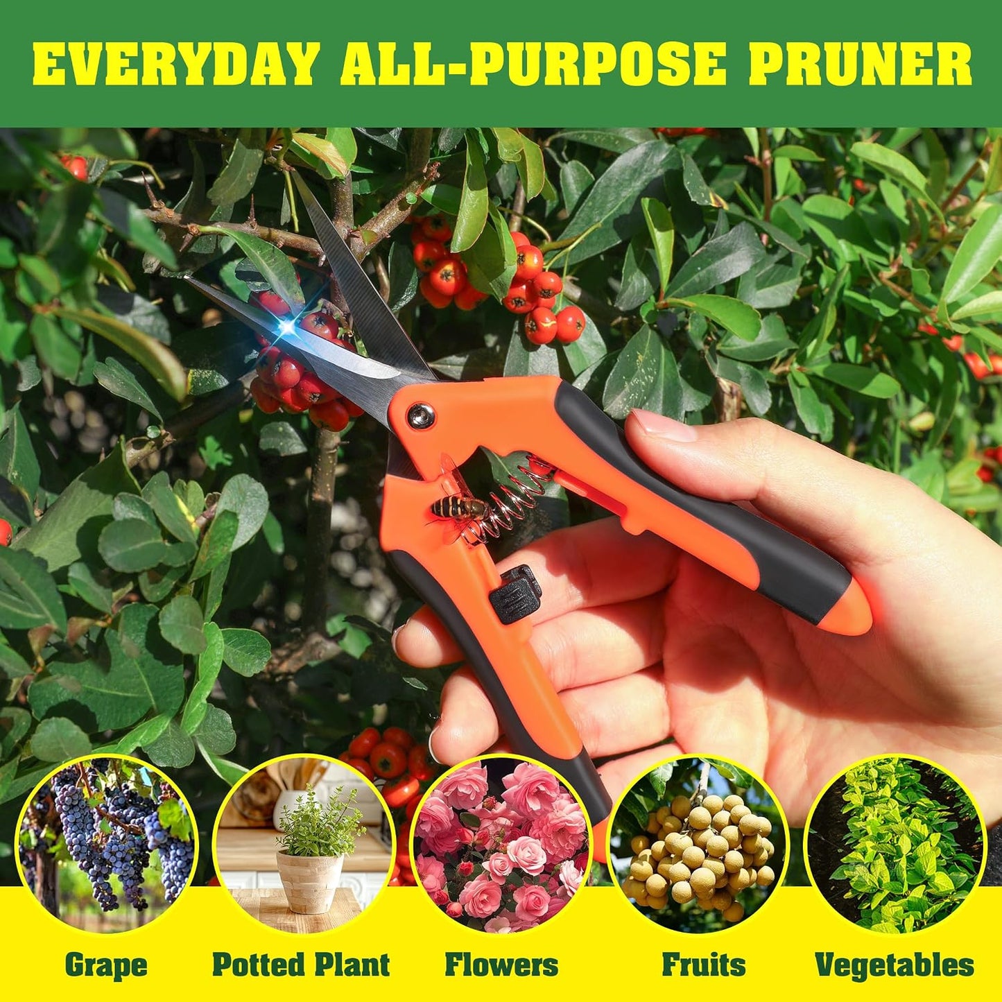 4 Pack Garden Pruning Shears Scissors Clippers Stainless Steel