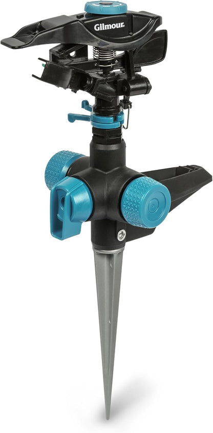 Heavy Duty Circular Water Sprinkler with Spike Base, Rotating Sprinkler Head with Adjustable Spray Pattern, Lawn Sprinkler for 5800 Sq Ft Coverage