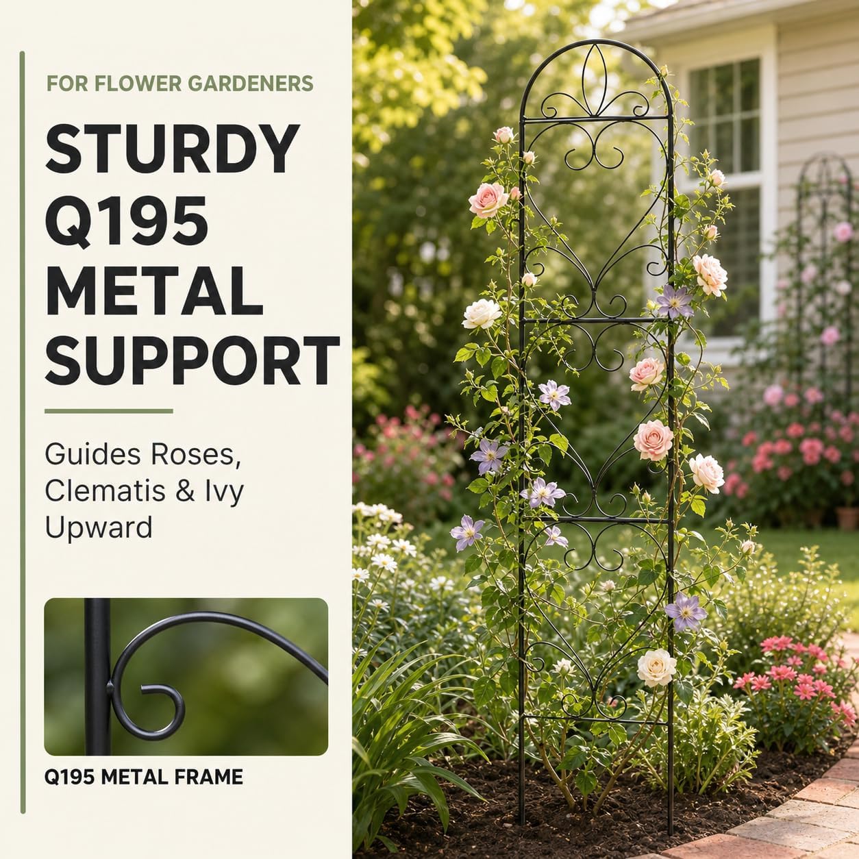 2 Pack Q195 Metal Garden Trellis for Climbing Plants, 66 x 13 in