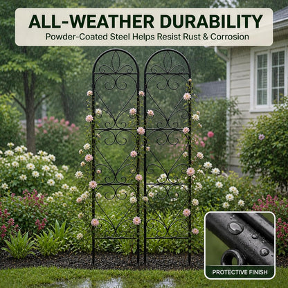 2 Pack Q195 Metal Garden Trellis for Climbing Plants, 66 x 13 in
