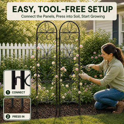 2 Pack Q195 Metal Garden Trellis for Climbing Plants, 66 x 13 in
