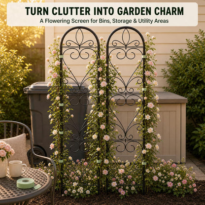 2 Pack Q195 Metal Garden Trellis for Climbing Plants, 66 x 13 in