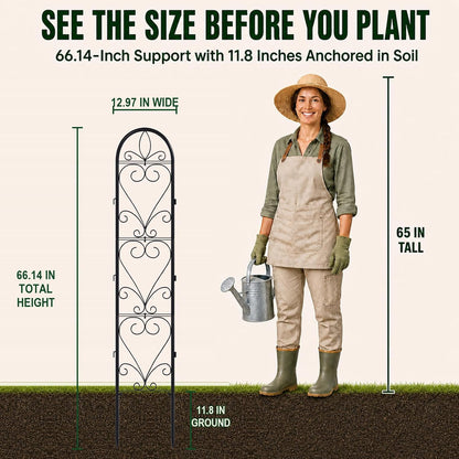 2 Pack Q195 Metal Garden Trellis for Climbing Plants, 66 x 13 in