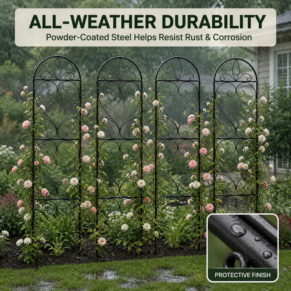 2 Pack Q195 Metal Garden Trellis for Climbing Plants, 66 x 13 in