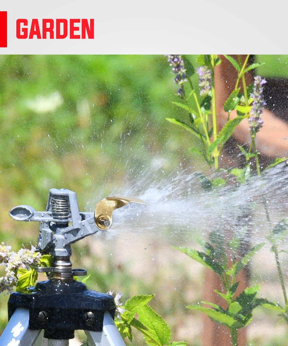 1/2 Inch Brass Impact Sprinkler Head, Heavy Duty Impact Sprinkler Head with Nozzles, Adjustable 20° to 360° Circle Pattern for Garden, Lawns, Yard Irrigation