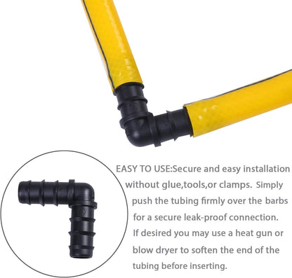 40 Pieces Drip Irrigation Fittings Kit 1/2" Tubing Set, 10 Tees, 10 Couplings, 10 Elbows and 10 End Cap Plugs Drip Irrigation Barbed Connectors for Drip Sprinkler Systems