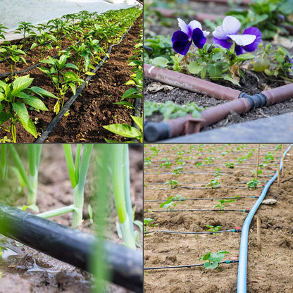 40 Pieces Drip Irrigation Fittings Kit 1/2" Tubing Set, 10 Tees, 10 Couplings, 10 Elbows and 10 End Cap Plugs Drip Irrigation Barbed Connectors for Drip Sprinkler Systems