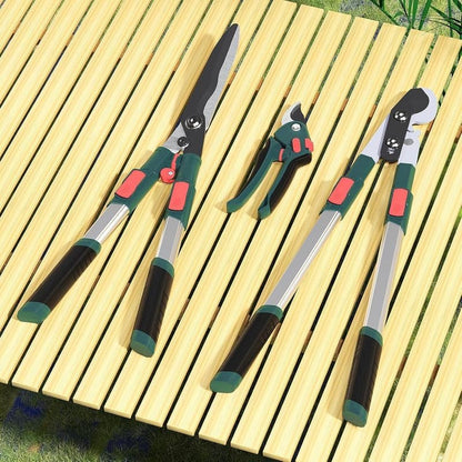 3-Piece Garden Pruning Tool Set, Includes Telescopic Lopper, Hedge Shears & Bypass Pruners for Branches, Hedges & Yard Work