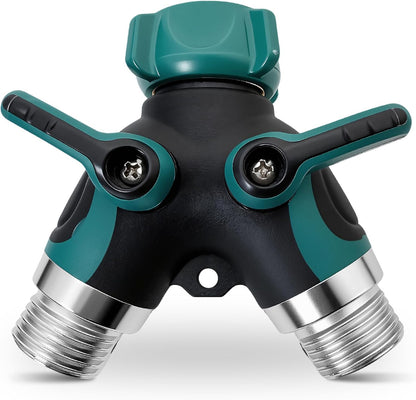 NUNU FRY Garden Hose Splitter 2 Way Heavy Duty,Home Use - Premium Alloy With Strong Tightness And Dual Flow Design Reduces Water Pressure And Leakage, Compatible With Any Standard Faucet (Orange)