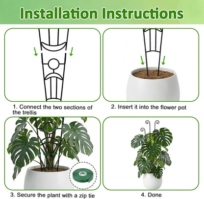 Monstera Plant Support - 32.6 Inch Tall Trellis with 2 Pack Plant Stakes for Your Large Climbing Monstera Deliciosa | Indoor Plant Climbing Frame for Potted Growth