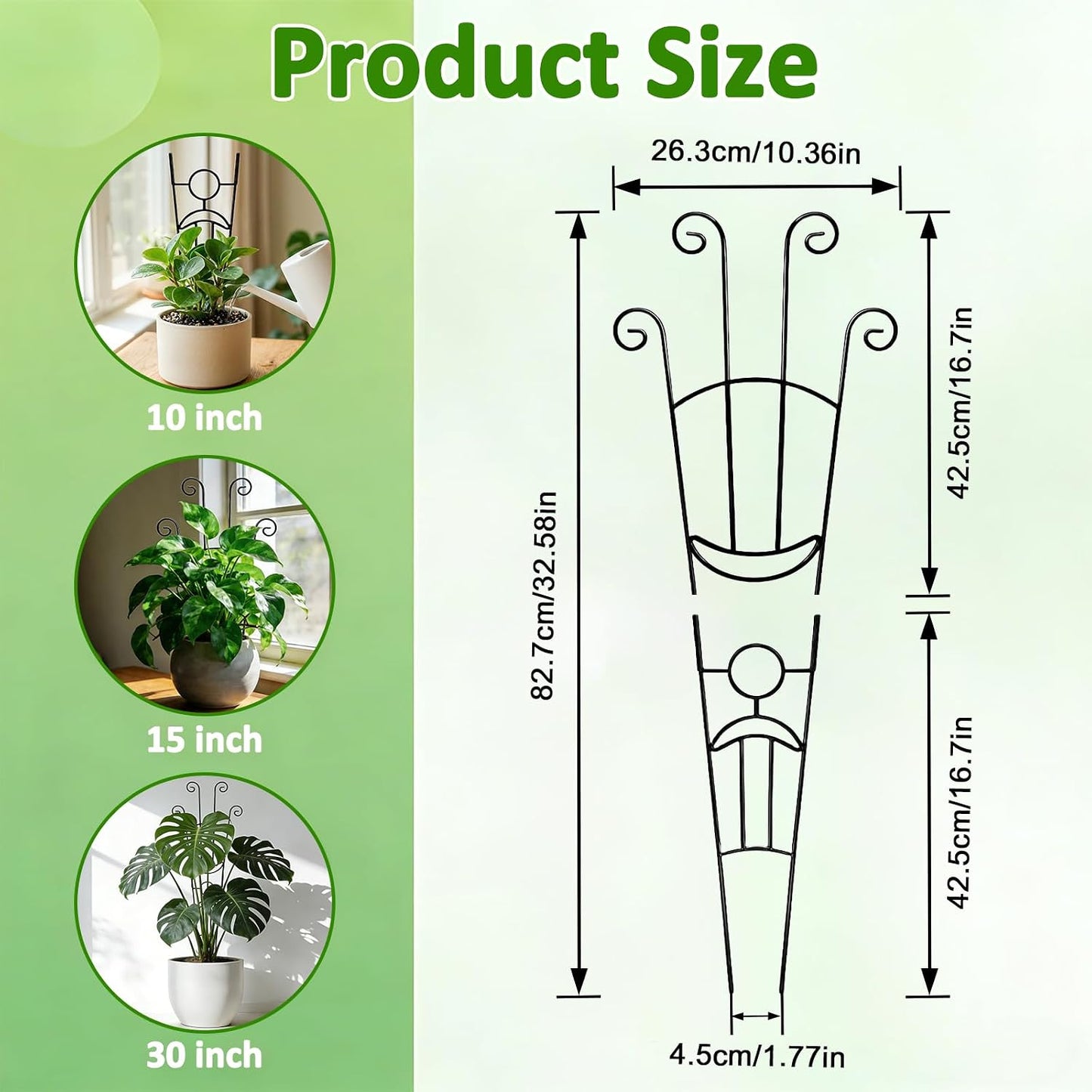 Monstera Plant Support - 32.6 Inch Tall Trellis with 2 Pack Plant Stakes for Your Large Climbing Monstera Deliciosa | Indoor Plant Climbing Frame for Potted Growth