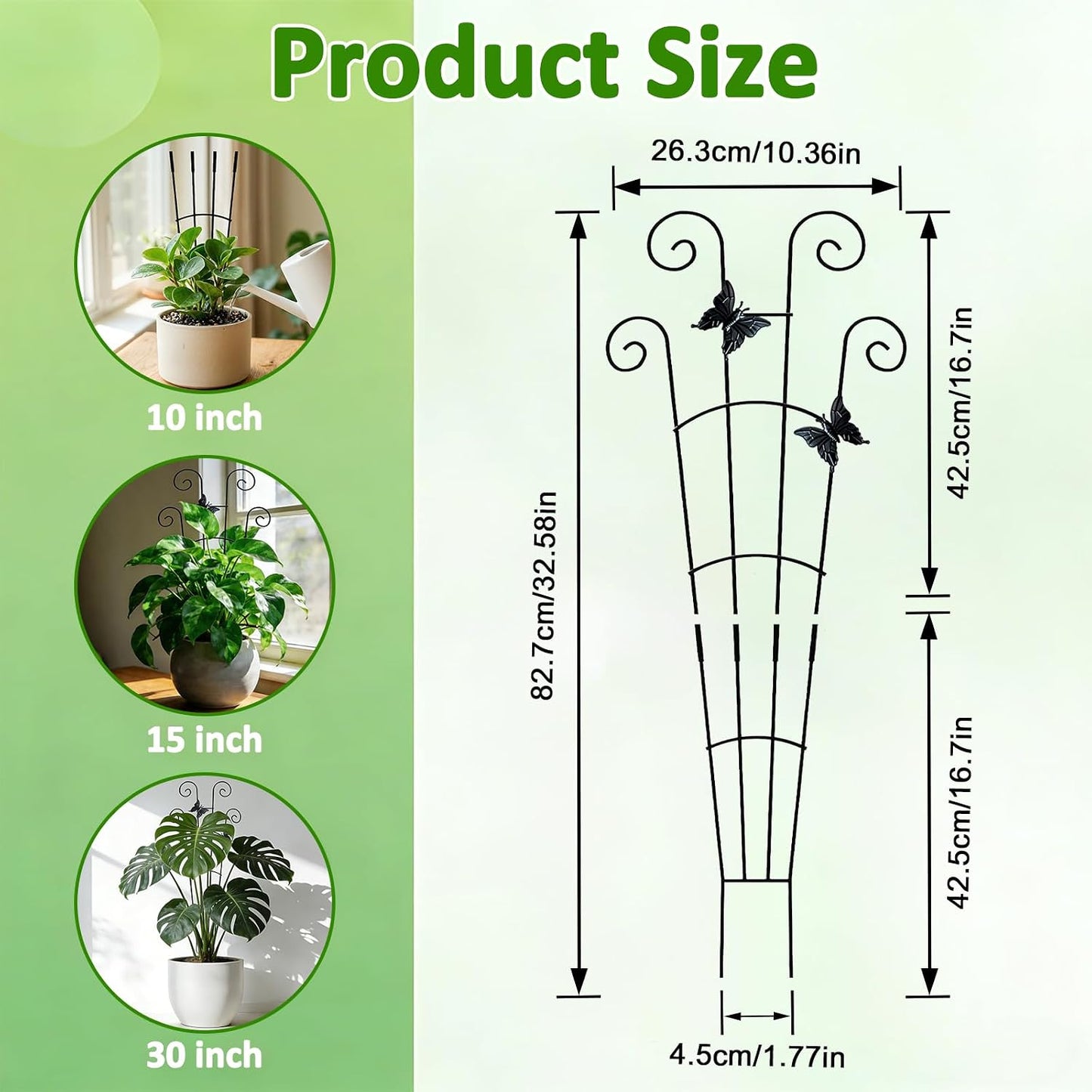 Monstera Plant Support - 32.6 Inch Tall Trellis with 2 Pack Plant Stakes for Your Large Climbing Monstera Deliciosa | Indoor Plant Climbing Frame for Potted Growth