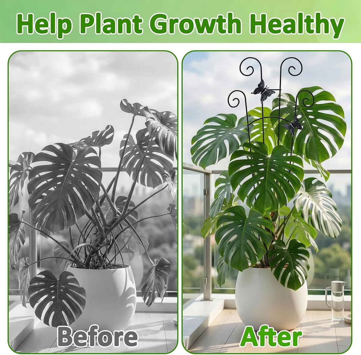 Monstera Plant Support - 32.6 Inch Tall Trellis with 2 Pack Plant Stakes for Your Large Climbing Monstera Deliciosa | Indoor Plant Climbing Frame for Potted Growth