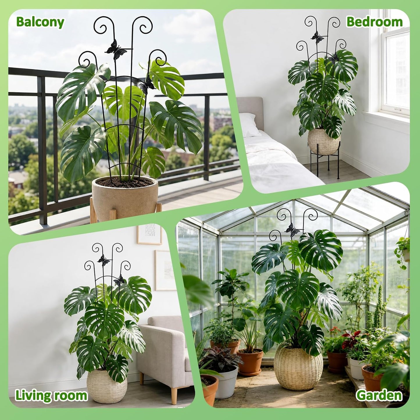 Monstera Plant Support - 32.6 Inch Tall Trellis with 2 Pack Plant Stakes for Your Large Climbing Monstera Deliciosa | Indoor Plant Climbing Frame for Potted Growth
