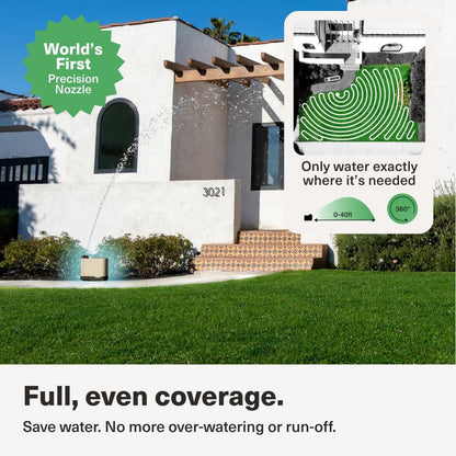 Rain Bird OTO Lawn Smart Sprinkler – App- Controlled Precision Watering, Solar-Powered, Weather Intelligence, Rain Skips, Quick Install, Covers 5,000 sq ft, Water-Saving Irrigation System