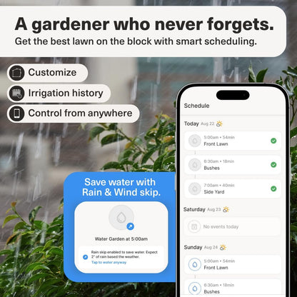 Rain Bird OTO Lawn Smart Sprinkler – App- Controlled Precision Watering, Solar-Powered, Weather Intelligence, Rain Skips, Quick Install, Covers 5,000 sq ft, Water-Saving Irrigation System