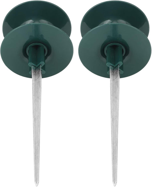2-Pack Hose Guide Spikes, ABS Zinc Alloy Water Pipe Guide Wheel Durable Garden Hose Holder for Lawn Yard, LaborSaving Rotating Spike Protects Plants, Easy Install