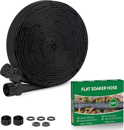 Metal Garden Hose 50FT with 10-Function Nozzle, No-Kink Water Hose
