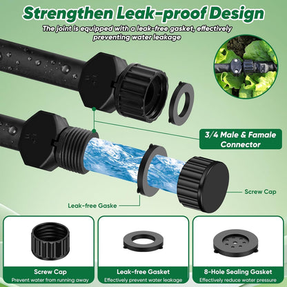 Metal Garden Hose 50FT with 10-Function Nozzle, No-Kink Water Hose