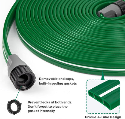 50FT Sprinkler Hose Heavy Duty Garden Lawn Water Hose with Staples