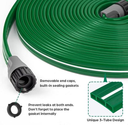 50FT Sprinkler Hose Heavy Duty Garden Lawn Water Hose with Staples