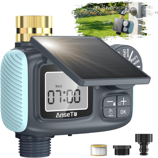 Solar Type-C Rechargeable Sprinkler Water Timer for Garden Hose Lawn