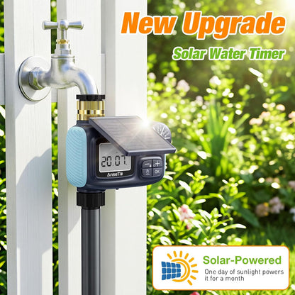 Solar Type-C Rechargeable Sprinkler Water Timer for Garden Hose Lawn