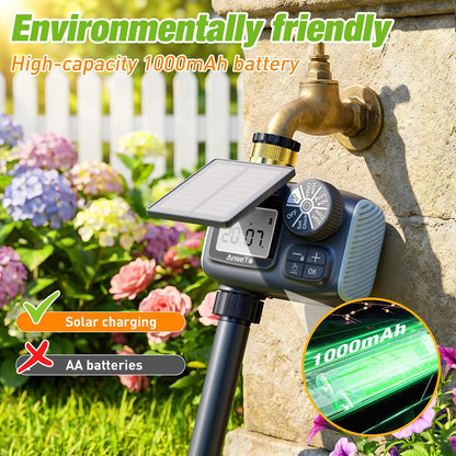 Solar Type-C Rechargeable Sprinkler Water Timer for Garden Hose Lawn