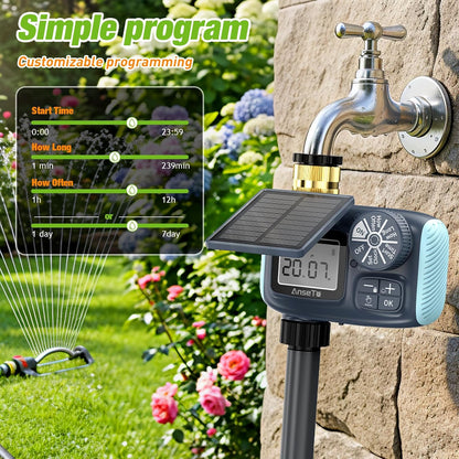 Solar Type-C Rechargeable Sprinkler Water Timer for Garden Hose Lawn